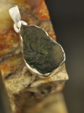 Moldavite Pendant in Sterling Silver